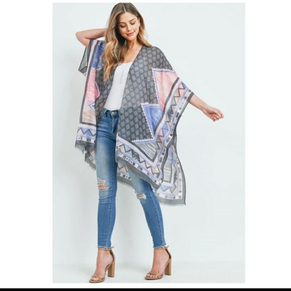 🔥Beautiful Blue Boho Kimono Top - Picture 4 of 6